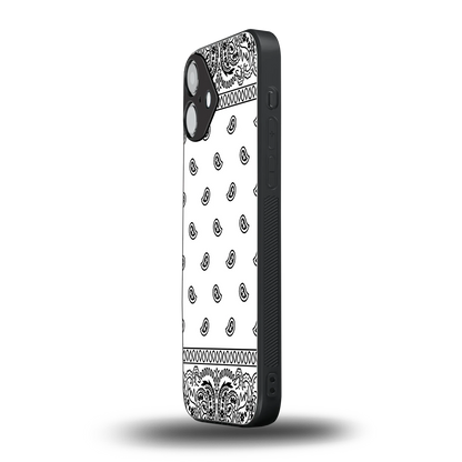 Paisley White iphone 16 plus mobile cover | shockproof glass phone case
