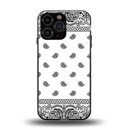 Paisley White back phone cover | glass case for iphone 16 pro max