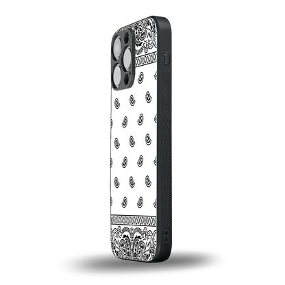 Paisley White iphone 16 pro max mobile cover | shockproof glass phone case