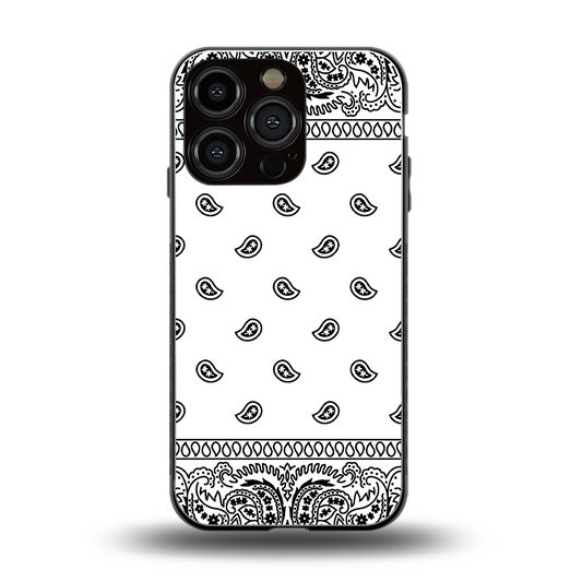 Paisley White back phone cover | glass case for iphone 16 pro
