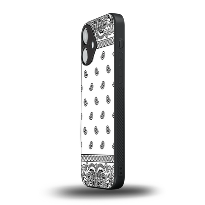 Paisley White iPhone 16 mobile cover | shockproof glass phone case