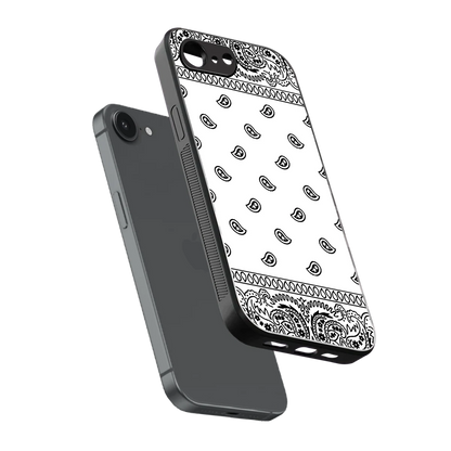 Paisley White sleek iphone 16e cover with tempered glass back and TPU edges