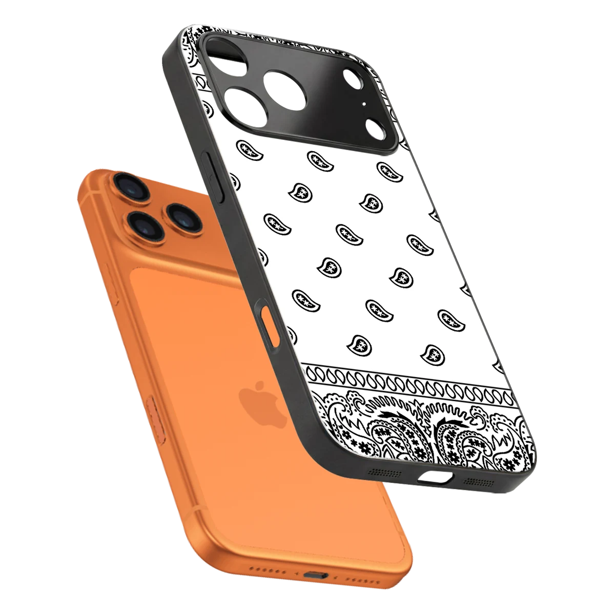 Paisley White sleek iphone 17 pro cover with tempered glass back and TPU edges
