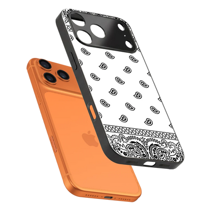 Paisley White sleek iphone 17 pro cover with tempered glass back and TPU edges