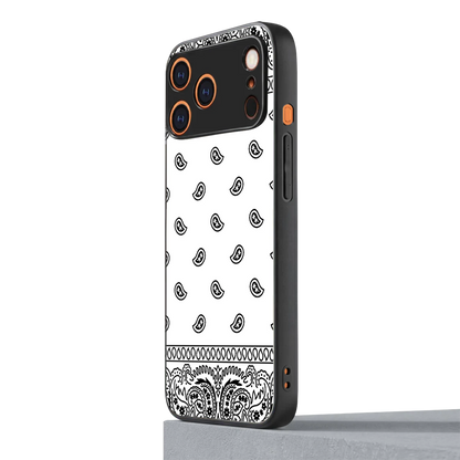 Paisley White iphone 17 pro mobile cover | shockproof glass phone case