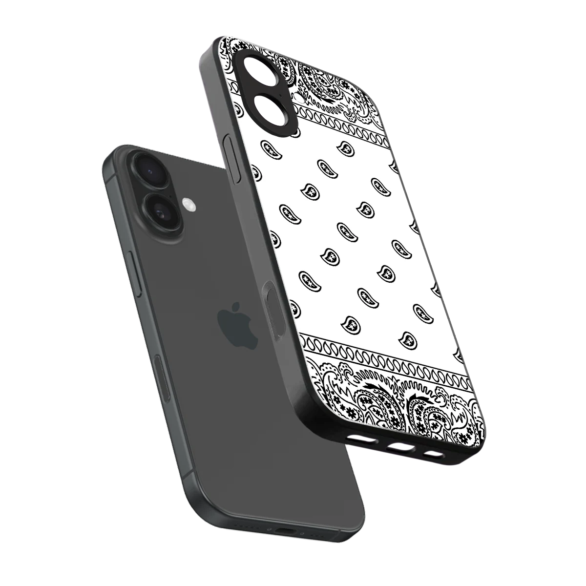 Paisley White sleek iphone 17 cover with tempered glass back and TPU edges