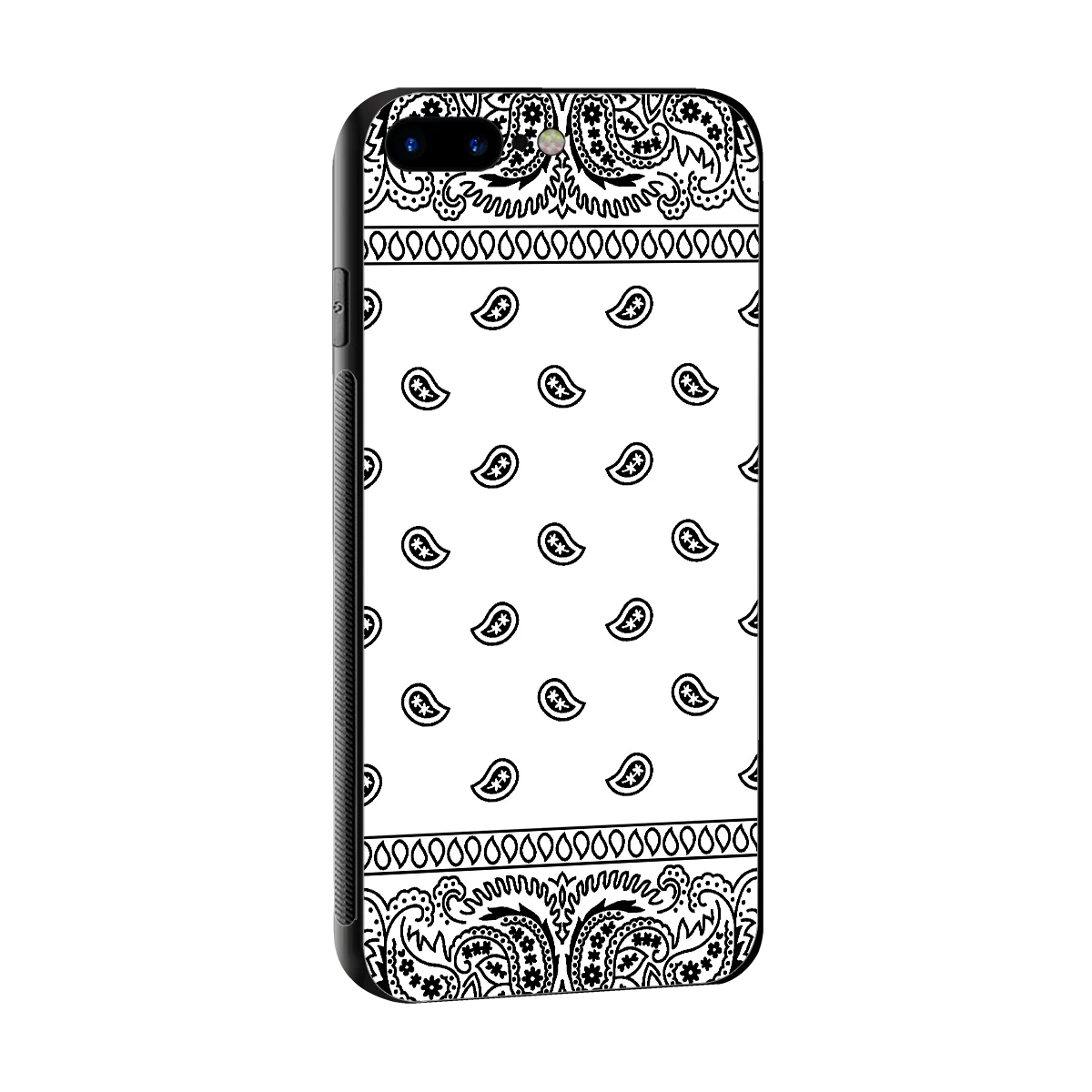 Paisley White sleek iphone 8 plus cover with tempered glass back and TPU edges