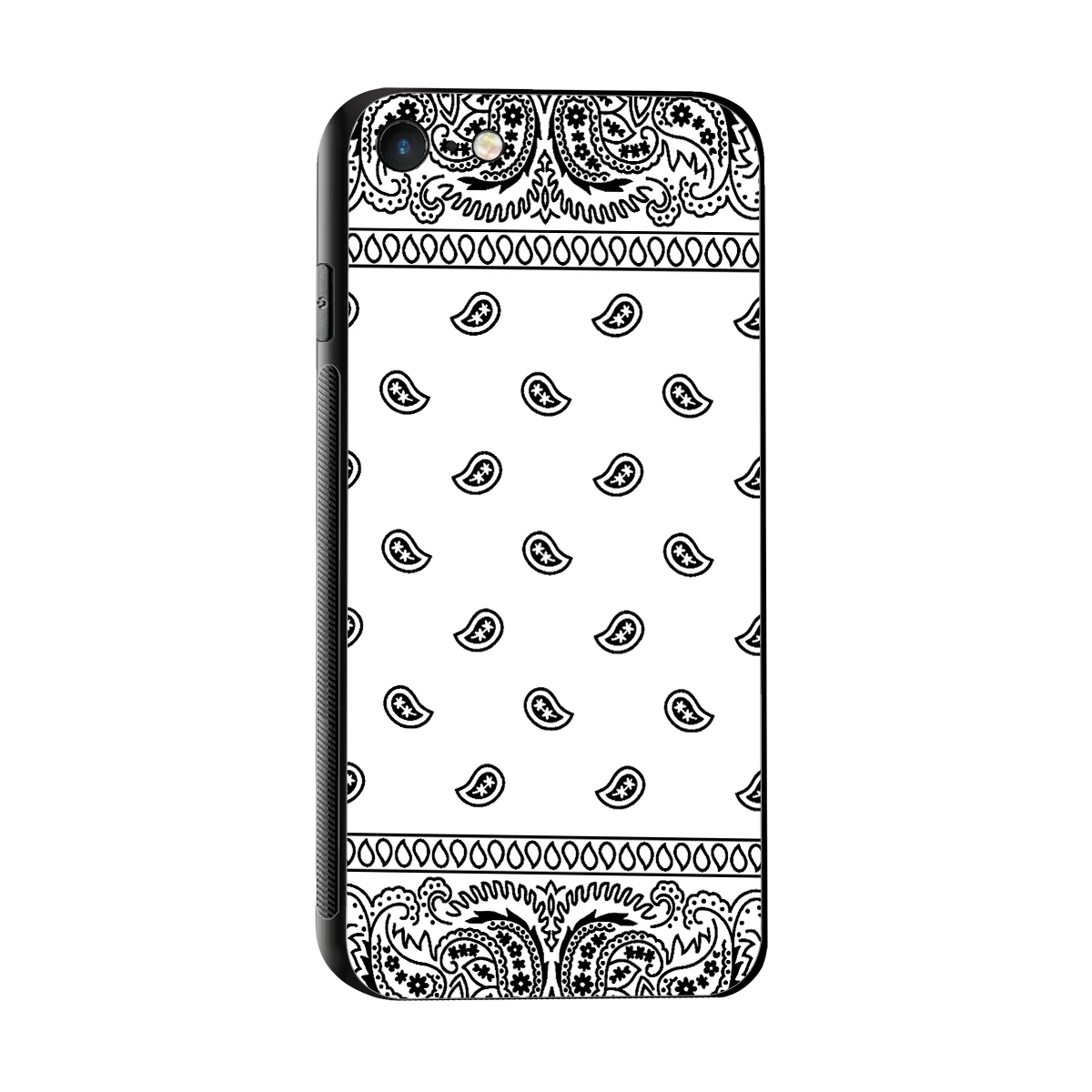 Paisley White sleek iphone 7 cover with tempered glass back and TPU edges