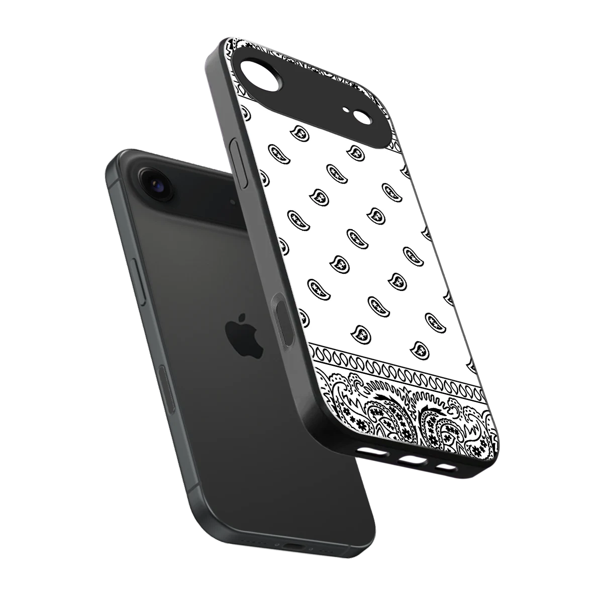 Paisley White sleek iphone air cover with tempered glass back and TPU edges