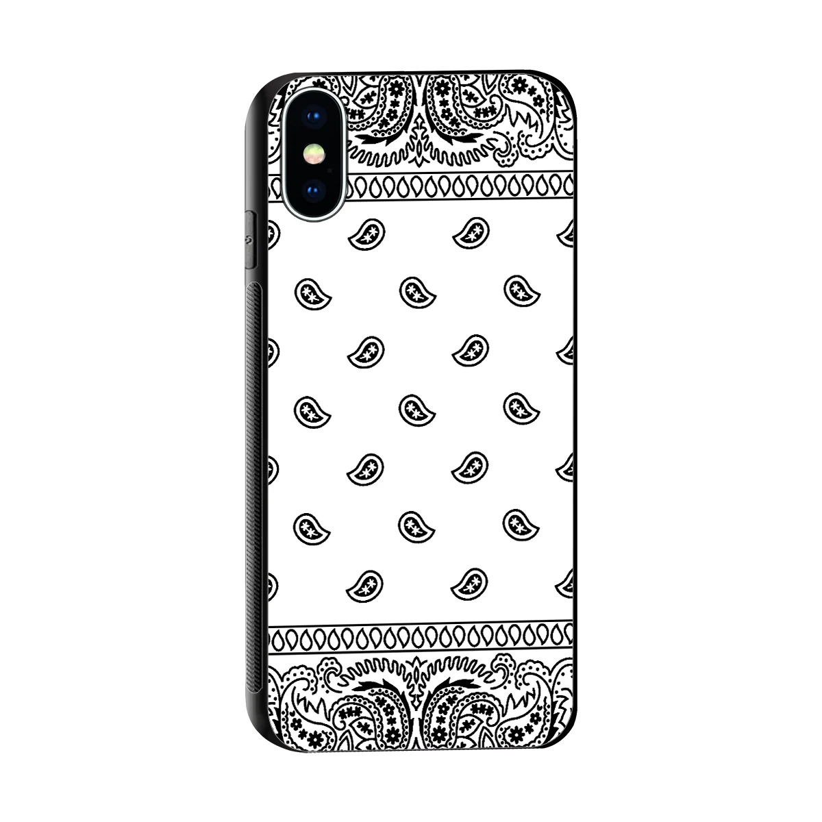 Paisley White sleek iphone x cover with tempered glass back and TPU edges