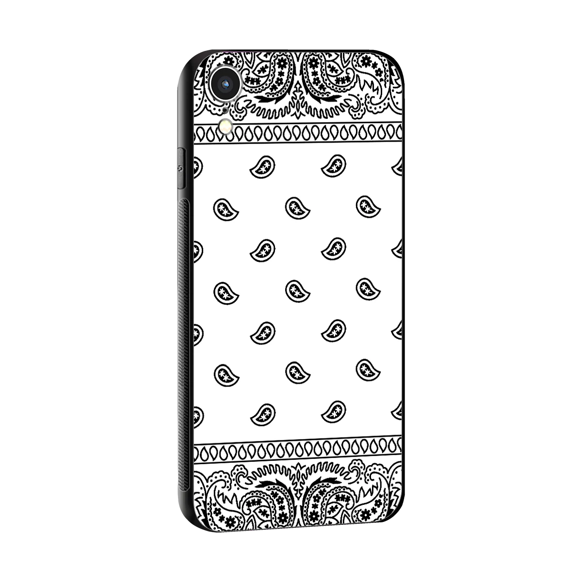 Paisley White sleek iphone xr cover with tempered glass back and TPU edges