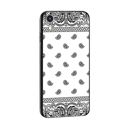 Paisley White sleek iphone xr cover with tempered glass back and TPU edges