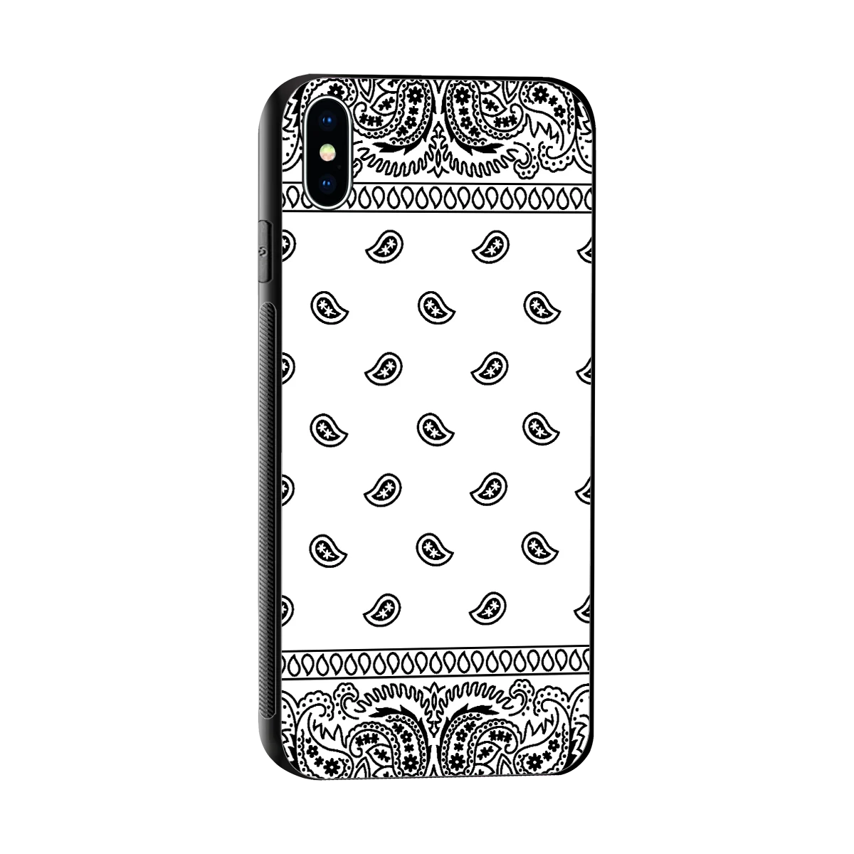 Paisley White sleek iphone xs max cover with tempered glass back and TPU edges