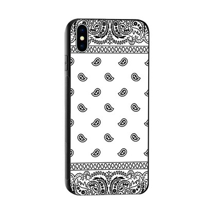 Paisley White sleek iphone xs max cover with tempered glass back and TPU edges