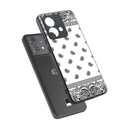Paisley White sleek motorola edge 40 neo 5g cover with tempered glass back and TPU edges