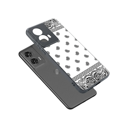 Paisley White sleek motorola edge 50 fusion cover with tempered glass back and TPU edges