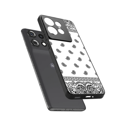 Paisley White sleek motorola edge 50 pro cover with tempered glass back and TPU edges