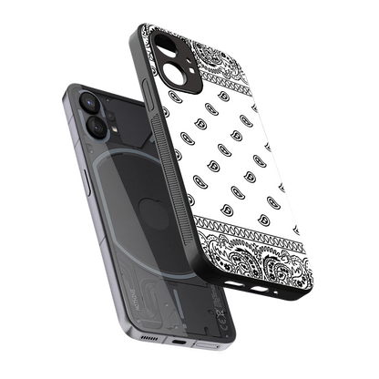Paisley White sleek nothing phone 1 cover with tempered glass back and TPU edges