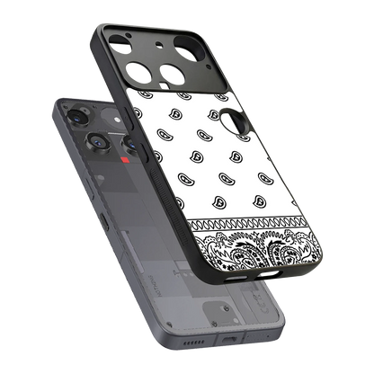 Paisley White sleek nothing phone 3 cover with tempered glass back and TPU edges