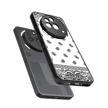 Paisley White sleek nothing phone 3a pro cover with tempered glass back and TPU edges