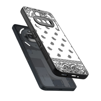 Paisley White sleek nothing phone 3a cover with tempered glass back and TPU edges