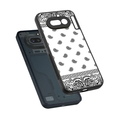 Paisley White sleek nothing phone 4a cover with tempered glass back and TPU edges