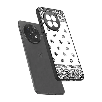 Paisley White sleek oneplus 13r cover with tempered glass back and TPU edges