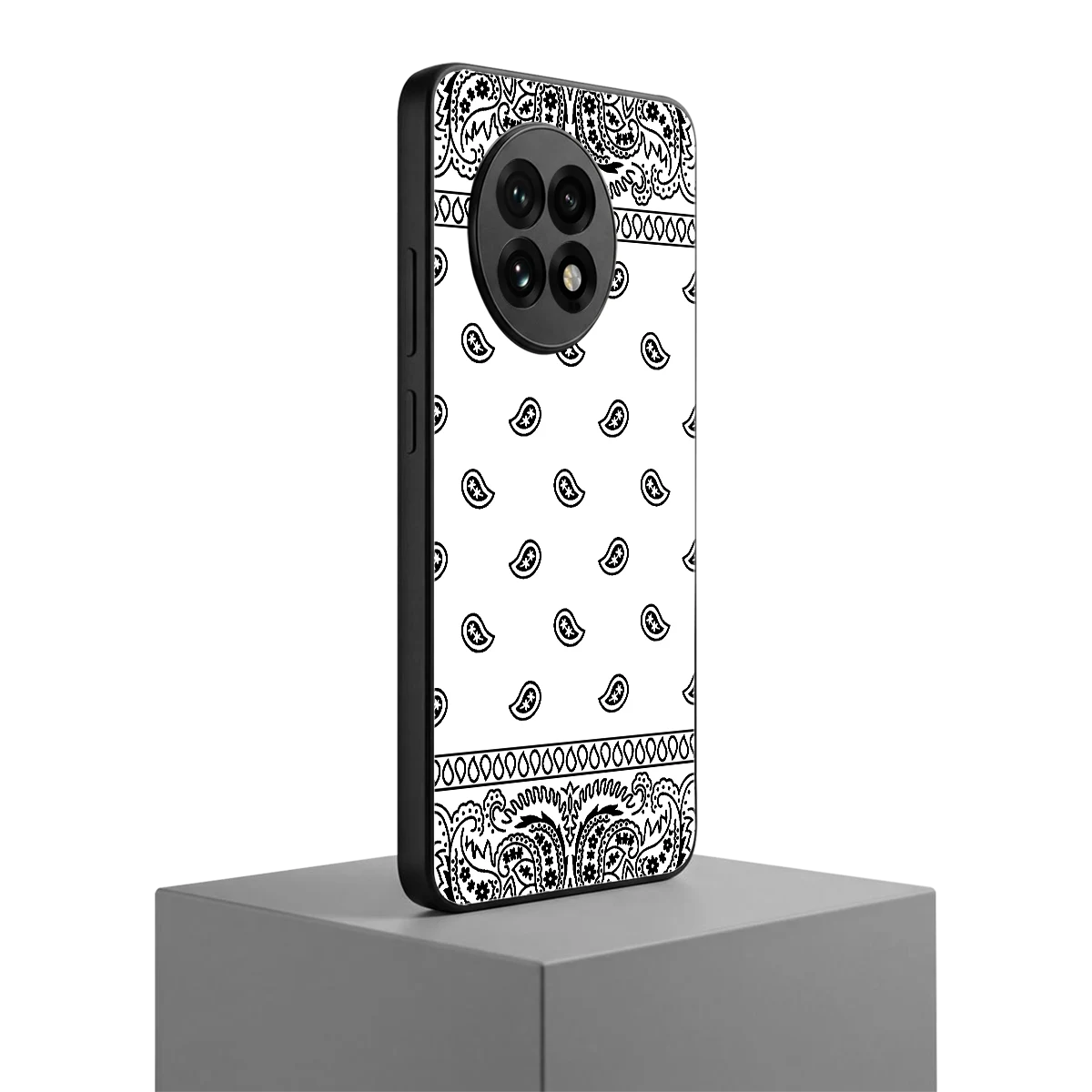 Paisley White oneplus 13r mobile cover | shockproof glass phone case