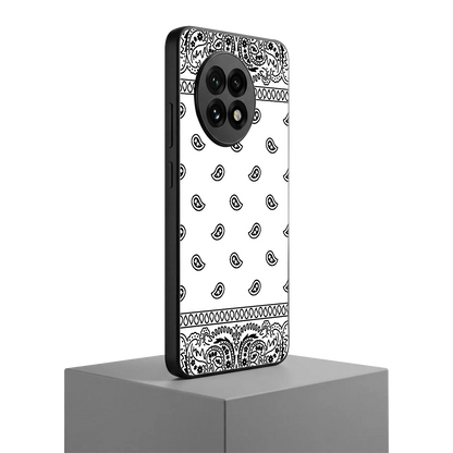 Paisley White oneplus 13r mobile cover | shockproof glass phone case