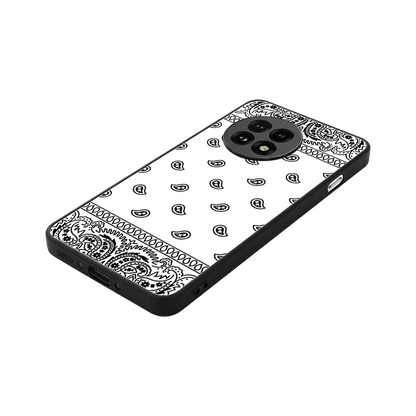 Paisley White stylish phone case for oneplus 13r | glossy glass and slim fit