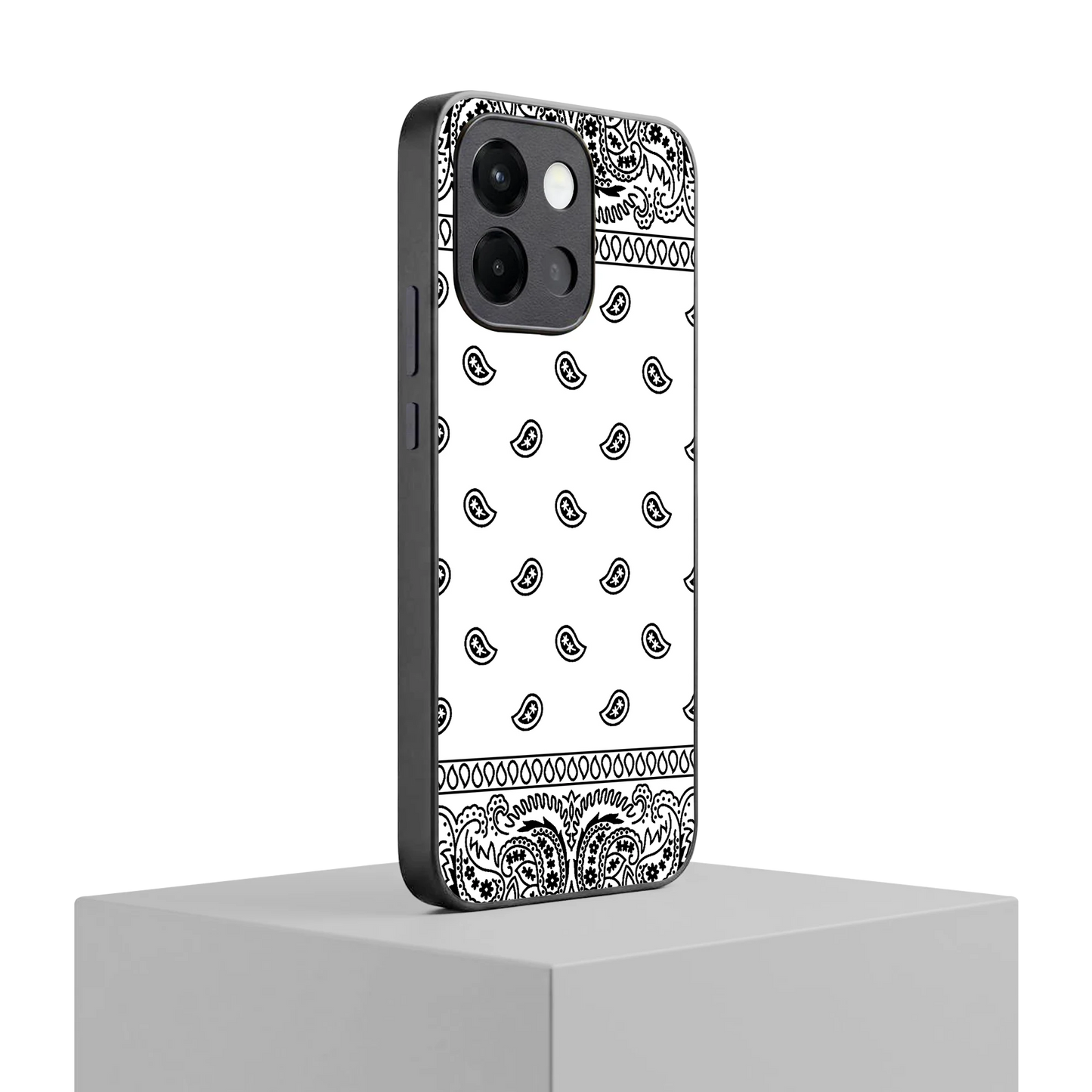 Paisley White oneplus 13s mobile cover | shockproof glass phone case