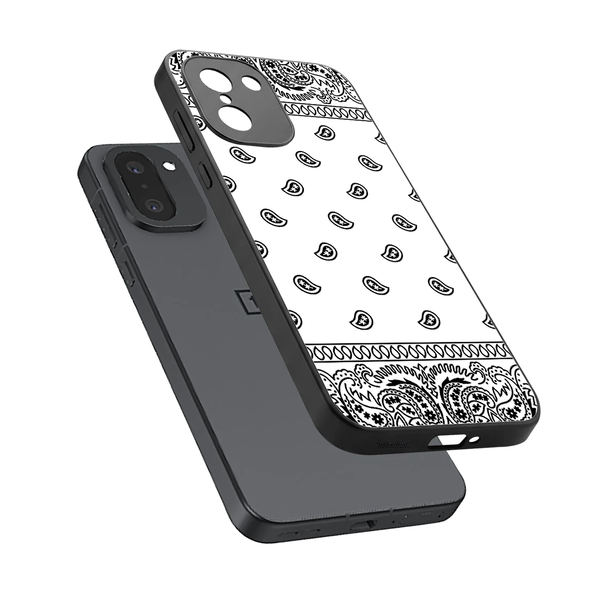 Paisley White sleek oneplus 15r cover with tempered glass back and TPU edges