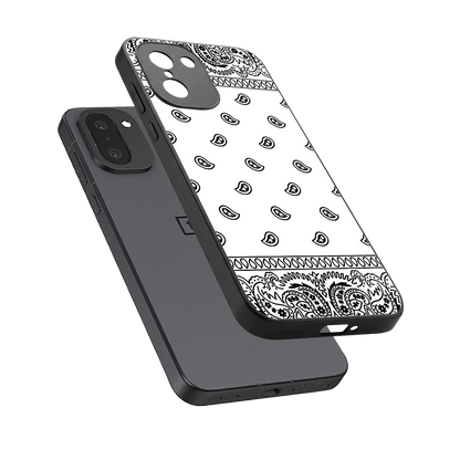 Paisley White sleek oneplus 15r cover with tempered glass back and TPU edges