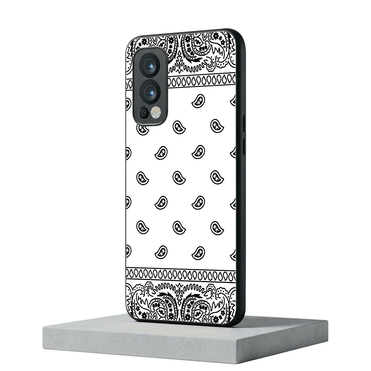 Paisley White oneplus nord 2 mobile cover | shockproof glass phone case