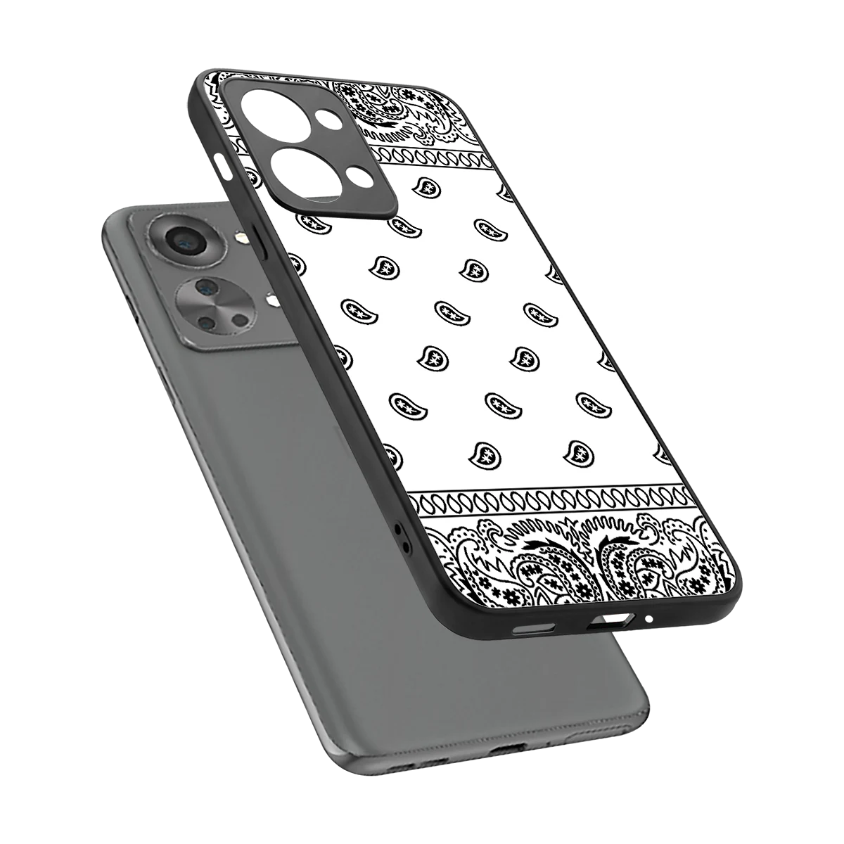 Paisley White sleek oneplus nord 2t cover with tempered glass back and TPU edges