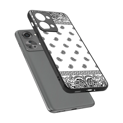Paisley White sleek oneplus nord 2t cover with tempered glass back and TPU edges
