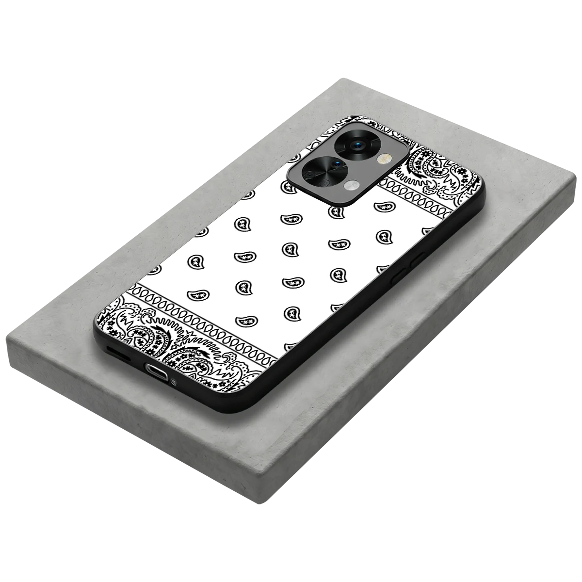 Paisley White stylish phone case for oneplus nord 2t | glossy glass and slim fit