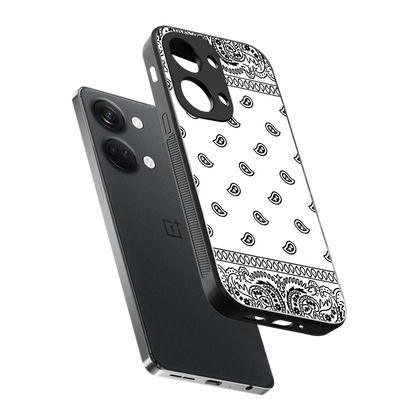 Paisley White sleek oneplus nord 3 cover with tempered glass back and TPU edges