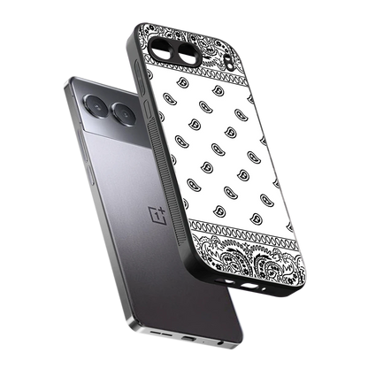 Paisley White sleek oneplus nord 4 cover with tempered glass back and TPU edges