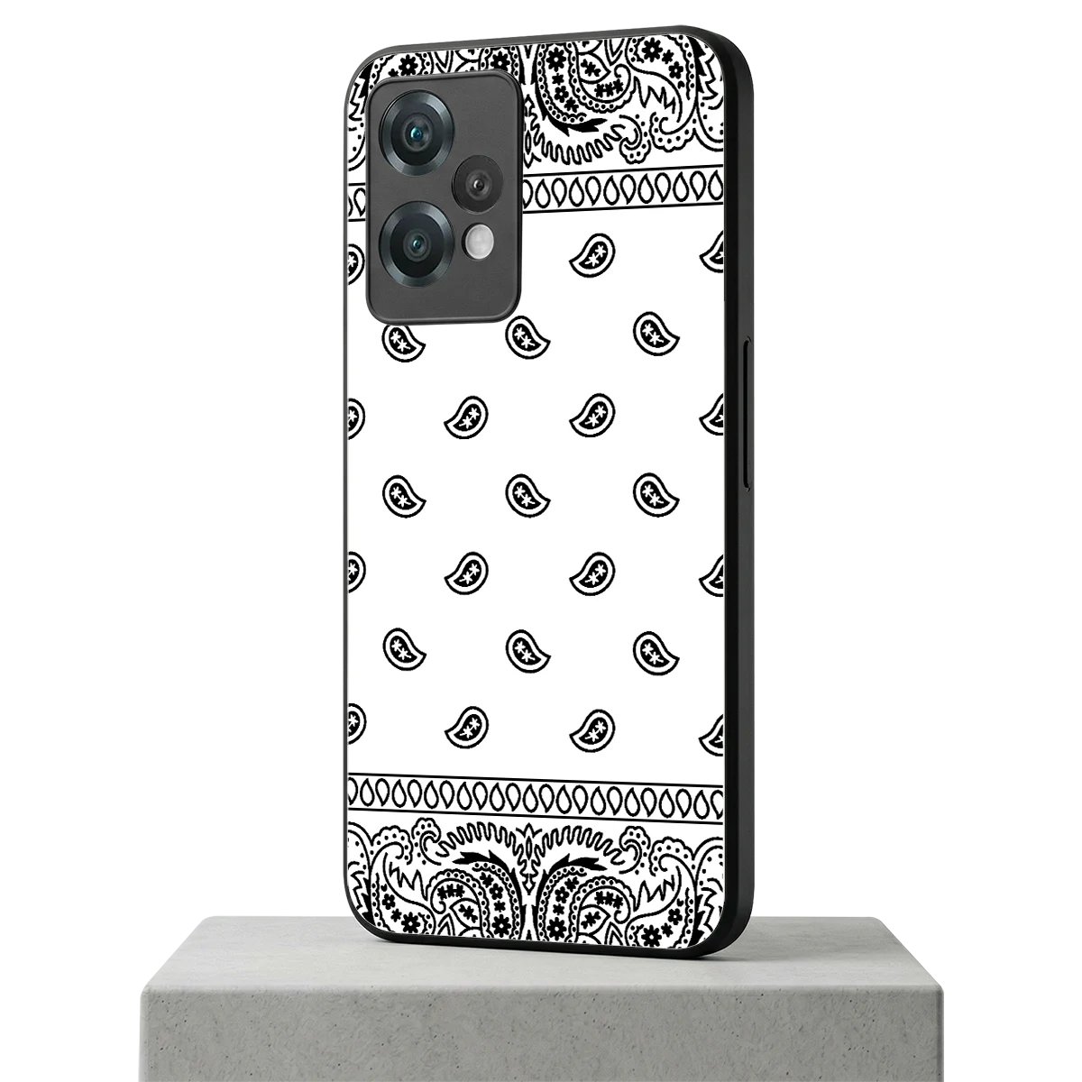 Paisley White oneplus nord ce 2 lite mobile cover | shockproof glass phone case