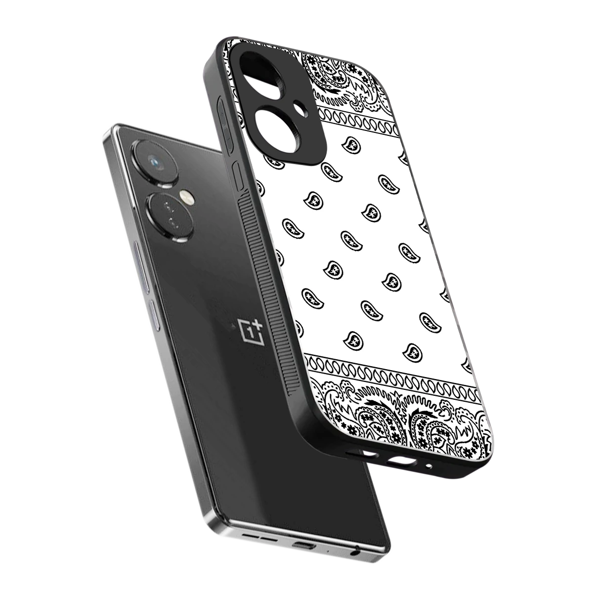 Paisley White sleek oneplus nord ce 3 cover with tempered glass back and TPU edges