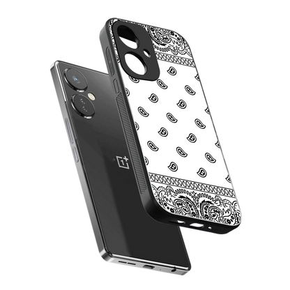 Paisley White sleek oneplus nord ce 3 cover with tempered glass back and TPU edges