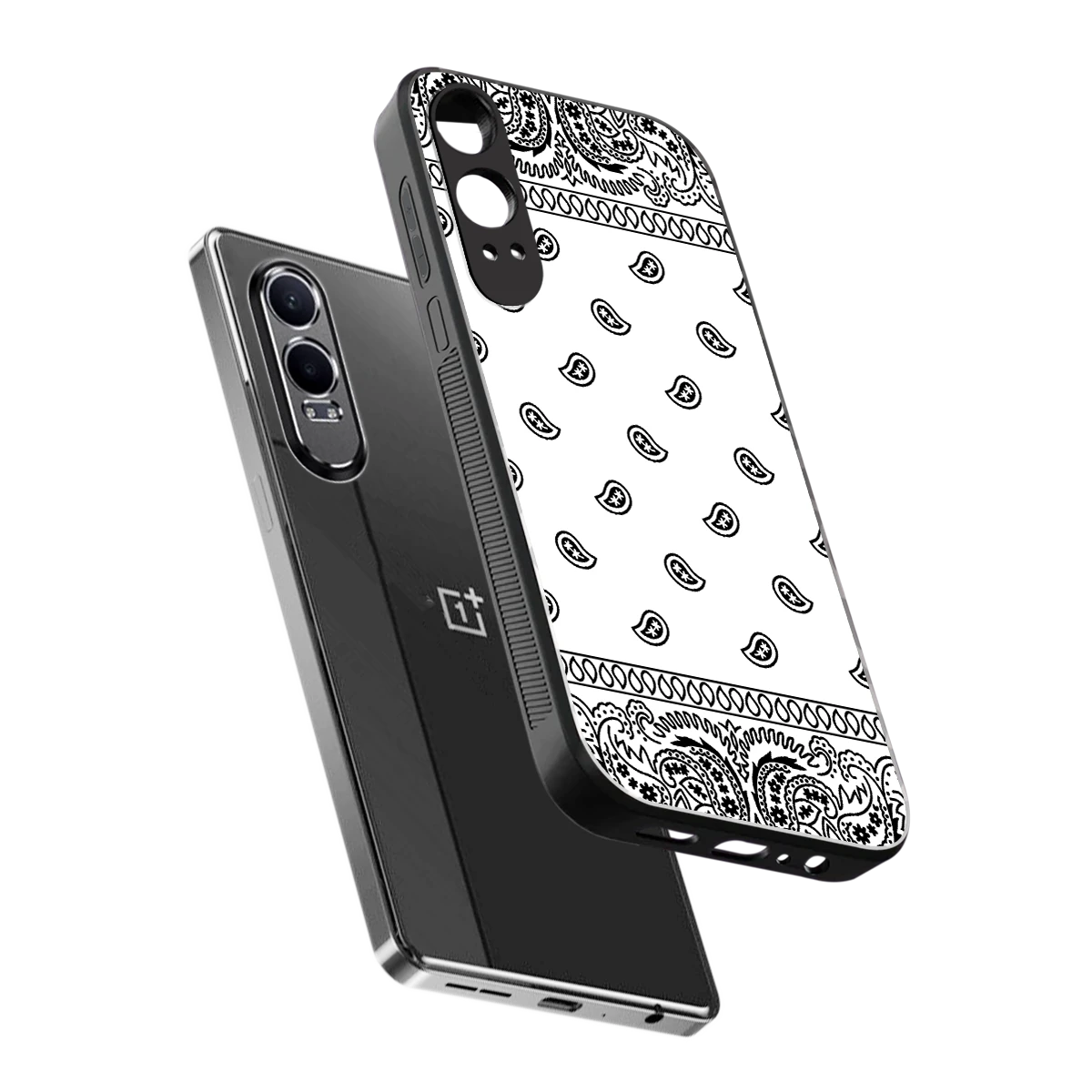 Paisley White sleek oneplus nord ce 4 lite cover with tempered glass back and TPU edges