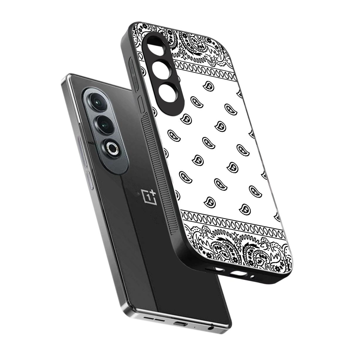 Paisley White sleek oneplus nord ce 4 cover with tempered glass back and TPU edges