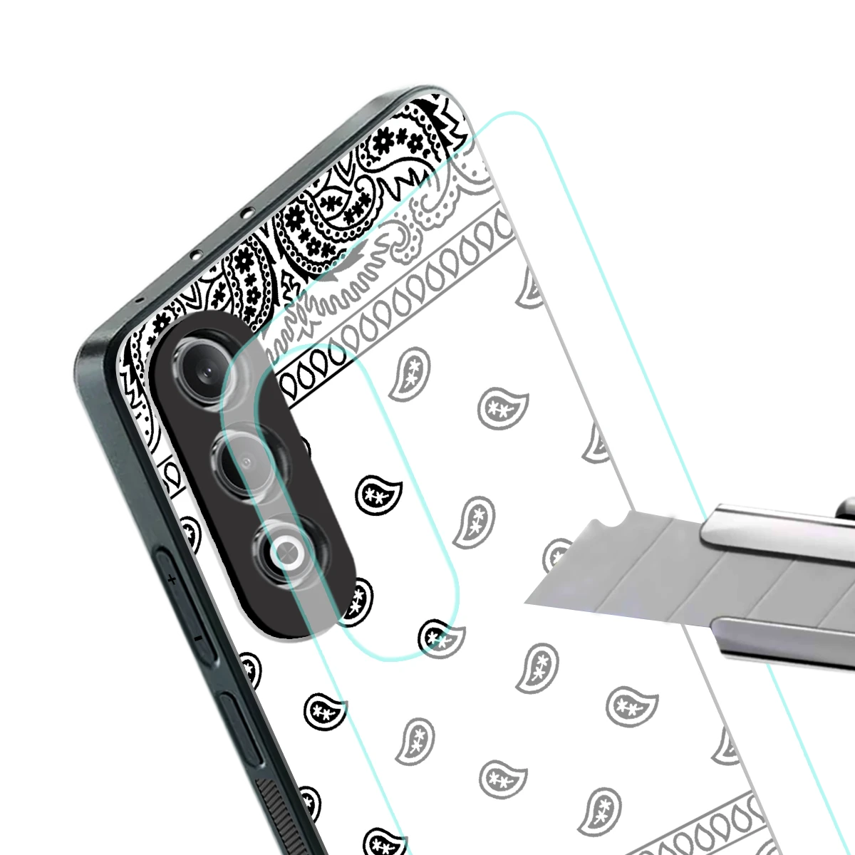 Paisley White stylish phone case for oneplus nord ce 4 | glossy glass and slim fit