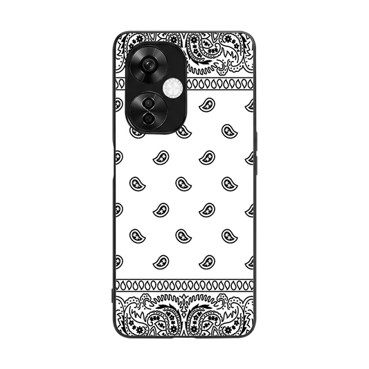 Paisley White back phone cover | glass case for oneplus nord ce 3 lite