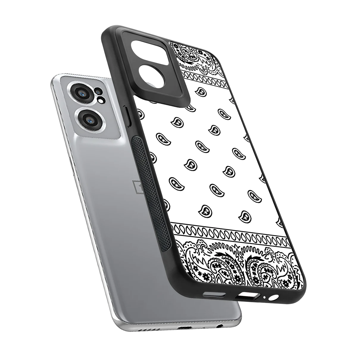 Paisley White sleek oneplus nord ce 2 cover with tempered glass back and TPU edges