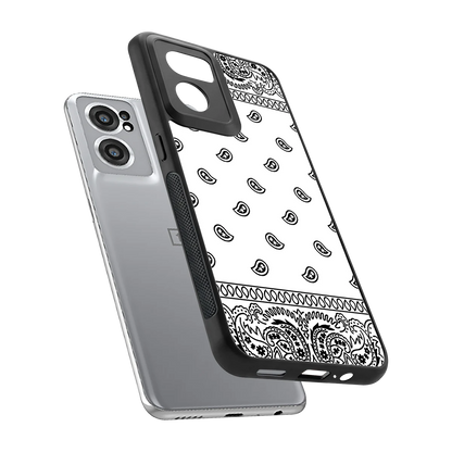 Paisley White sleek oneplus nord ce 2 cover with tempered glass back and TPU edges