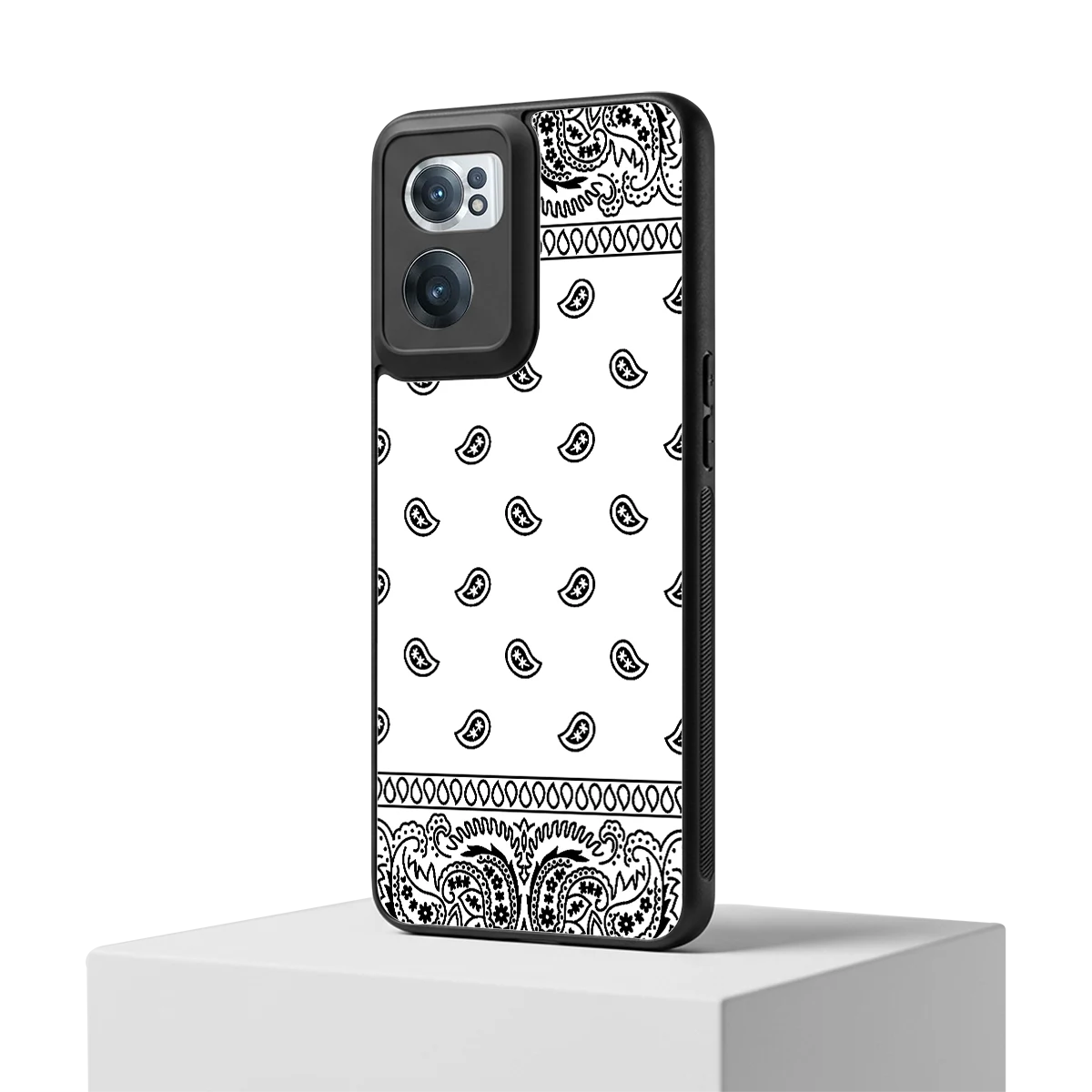 Paisley White oneplus nord ce 2 mobile cover | shockproof glass phone case