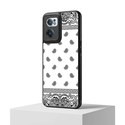 Paisley White oneplus nord ce 2 mobile cover | shockproof glass phone case